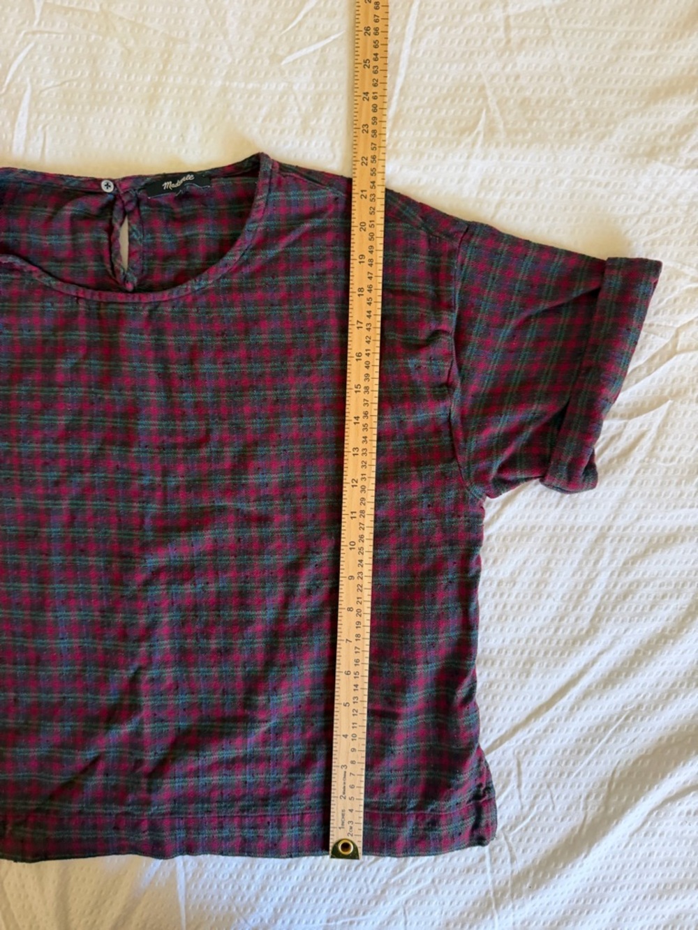 Madewell boxy  Plaid Tee (slubby holiday plaid) - Picture 9 of 9
